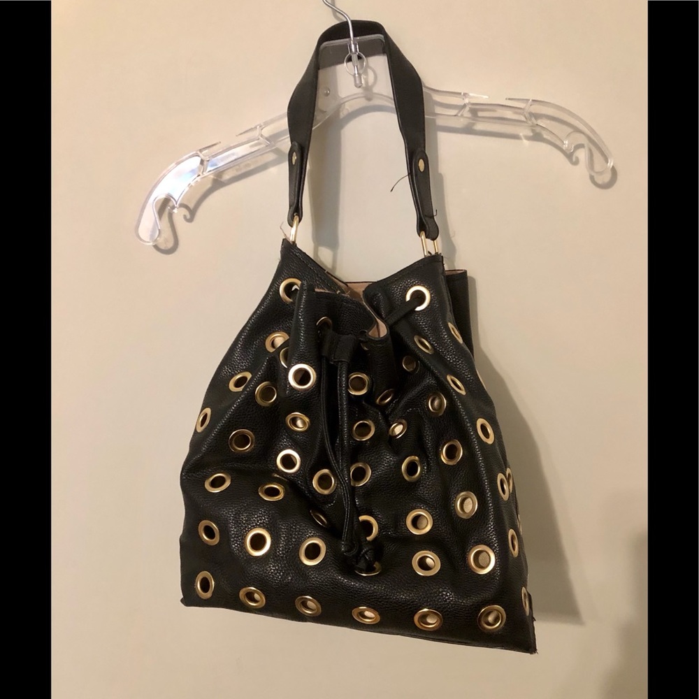 Deux Lux hobo bag with gold circles n insert